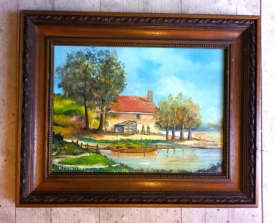 Landscape with water feature.
