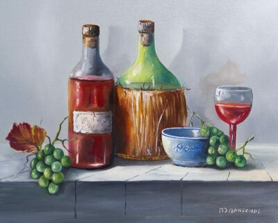 Still life with 2 bottles.