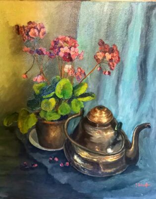Nature morte avec chaudron en cuivre.