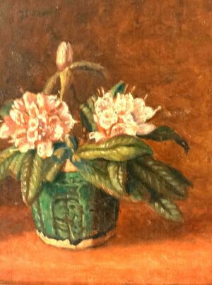 Nature morte au pot de gingembre avec des roses.