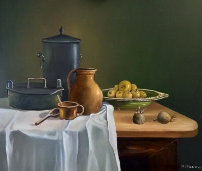 Stilleven met pannen.