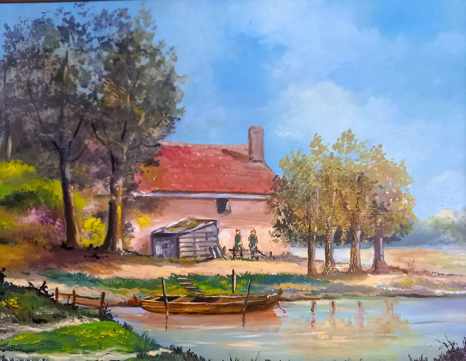 Paysage avec pièce d'eau.