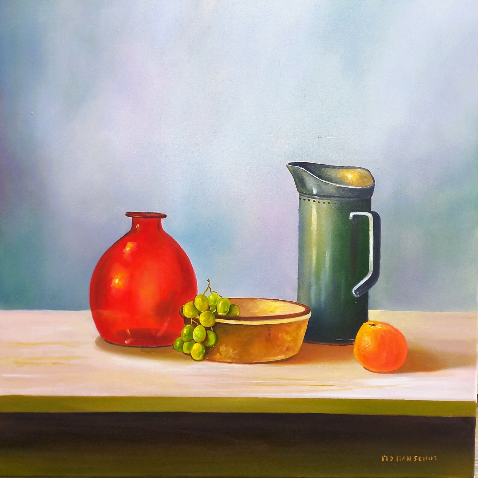 Nature morte avec vase rouge.
