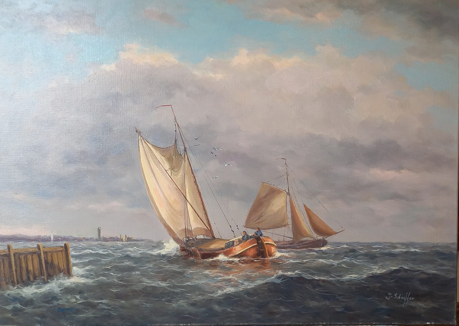 Navires en haute mer.