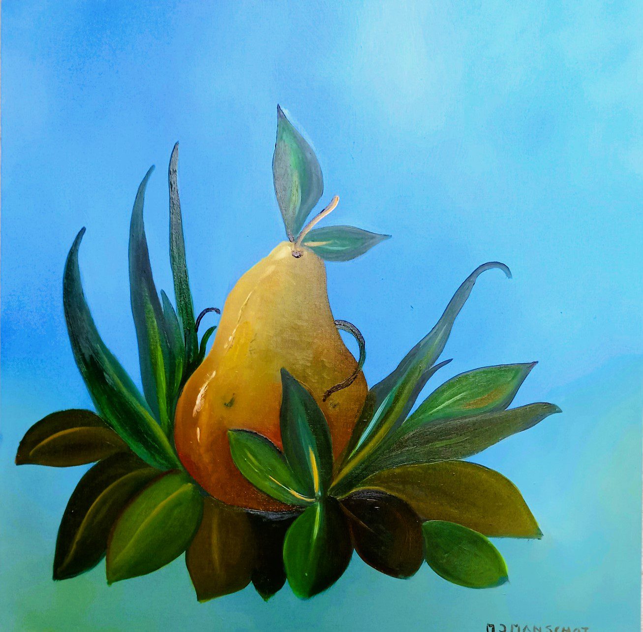 Nature morte moderne avec poire.
