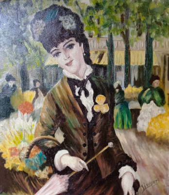 Signora al mercato dei fiori.