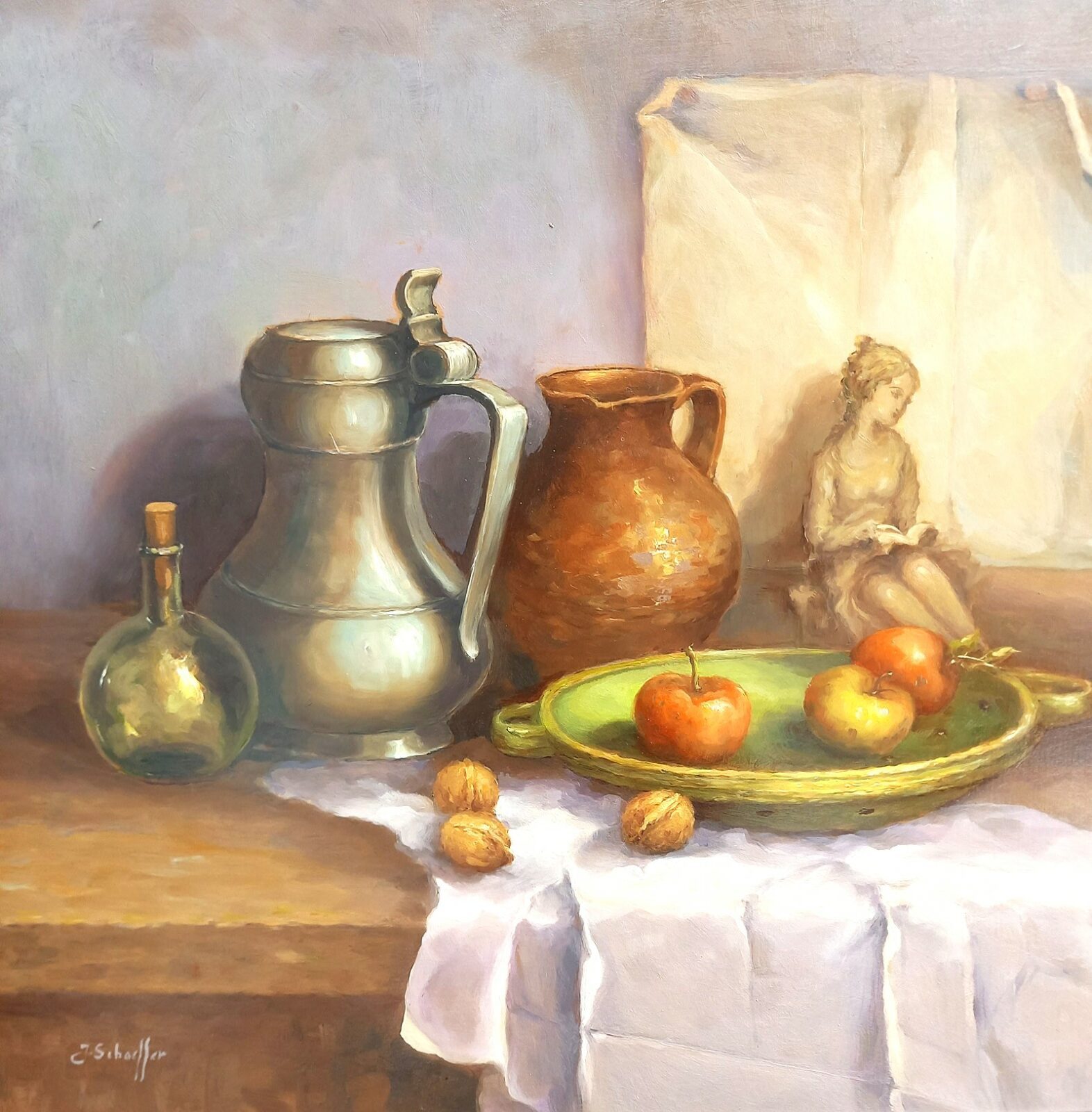 Nature morte avec bol en poterie.