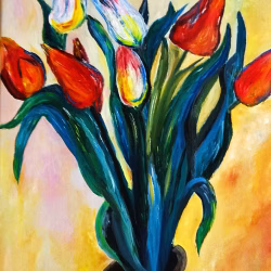 Olieverf schilderij bloemen