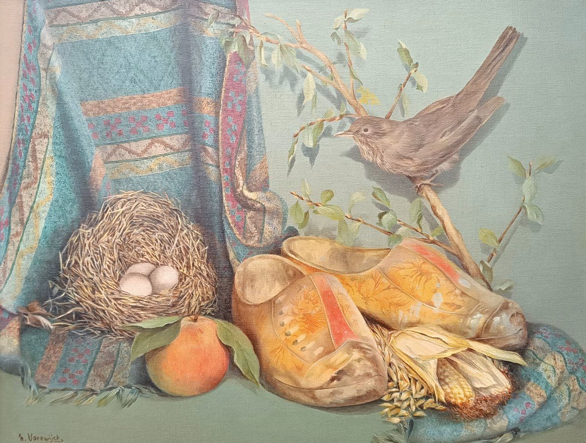 Vogels met nest.