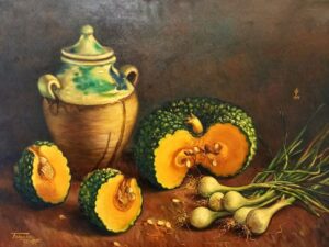 Stilleven met lente uien